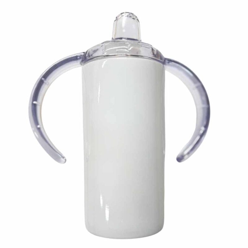 12 oz stainless steel double wall straight kids sippy cup white sublimation blank