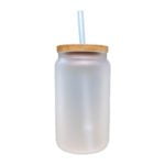 12oz Frosted Glass Tumbler with Bamboo Lid Sublimation Blank Australia