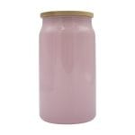 oz Glitter Glass Light Pink Libby Cooler With Bamboo Lid Sublimation Blank Front With Lid