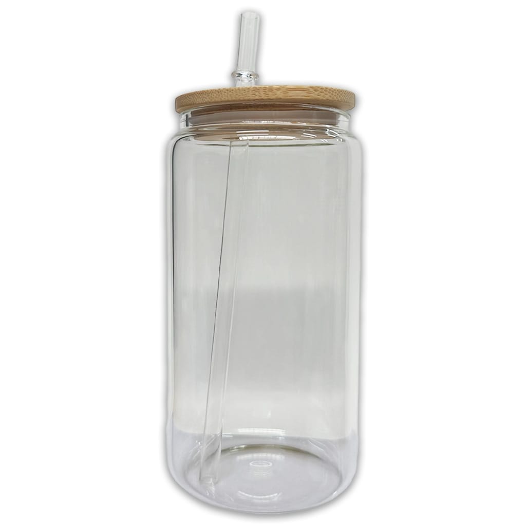 16oz Clear Libbey Glass With Bamboo Lid Cover Image jpg