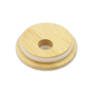 16oz Libby Glass Glitter Bamboo Lid Bottom