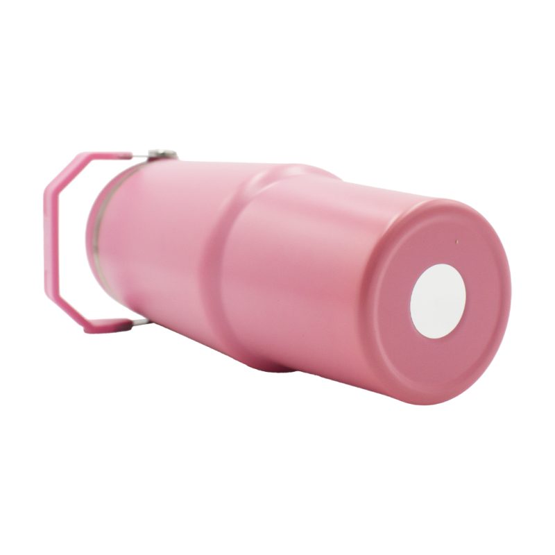 oz Travel Mug Light Pink With Colourful Handle Sublimation Blank Laying Down Bottom