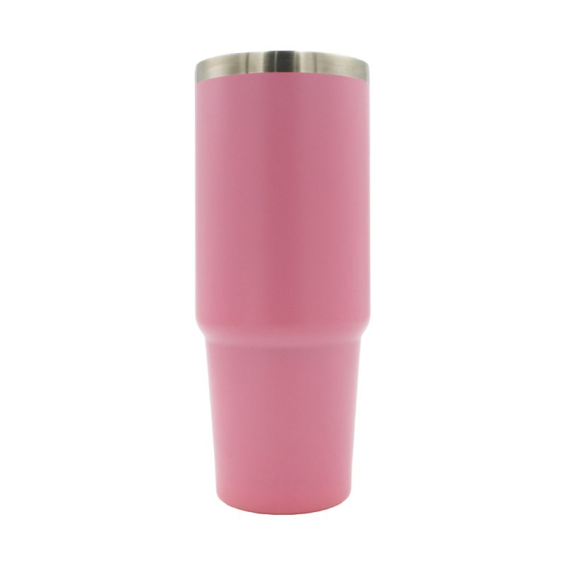 oz Travel Mug Light Pink With Colourful Handle Sublimation Blank No Lid