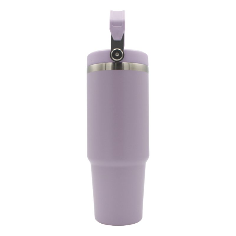 oz Travel Mug Purple With Colourful Handle Sublimation Blank Side Shot Handle Up