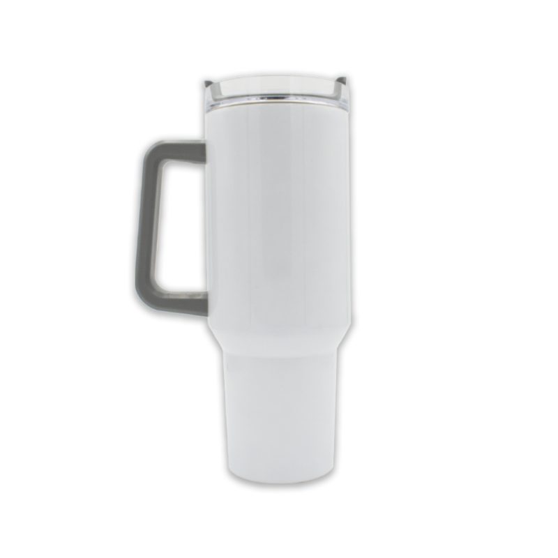 oz Travel Mug Colourful Handle Grey Sublimation Blank Side No Straw