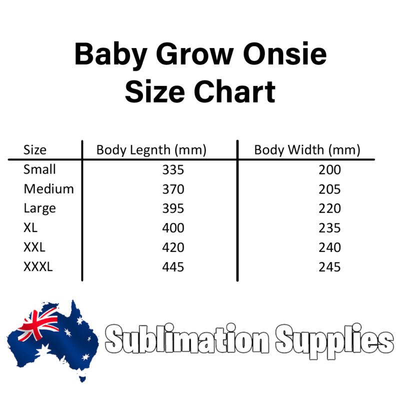 Baby Grow Onsie Sizing Chart