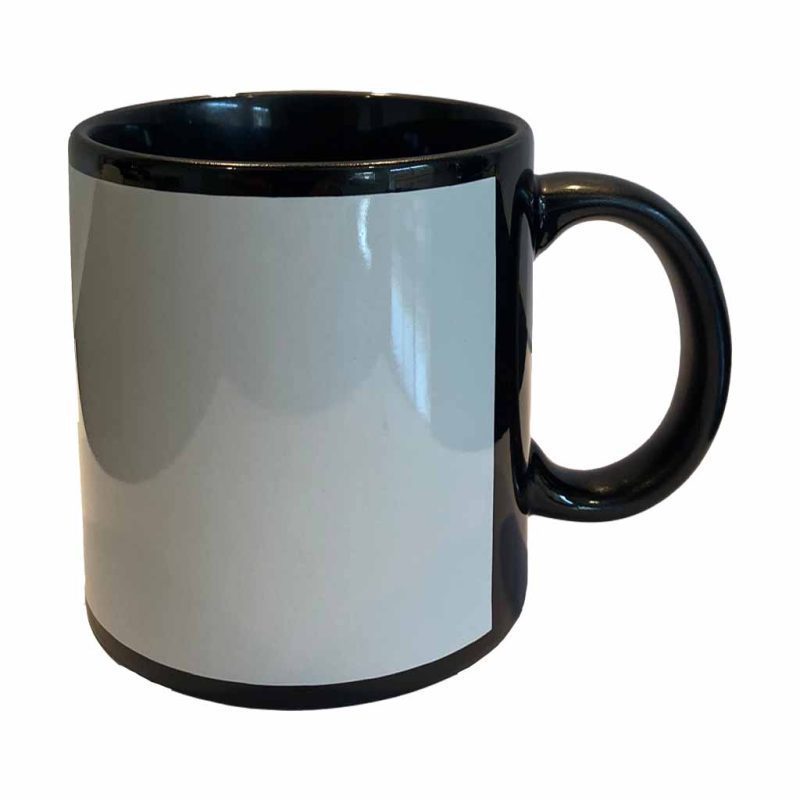 Black Sublimation 11 oz White Panel Mug Left Side