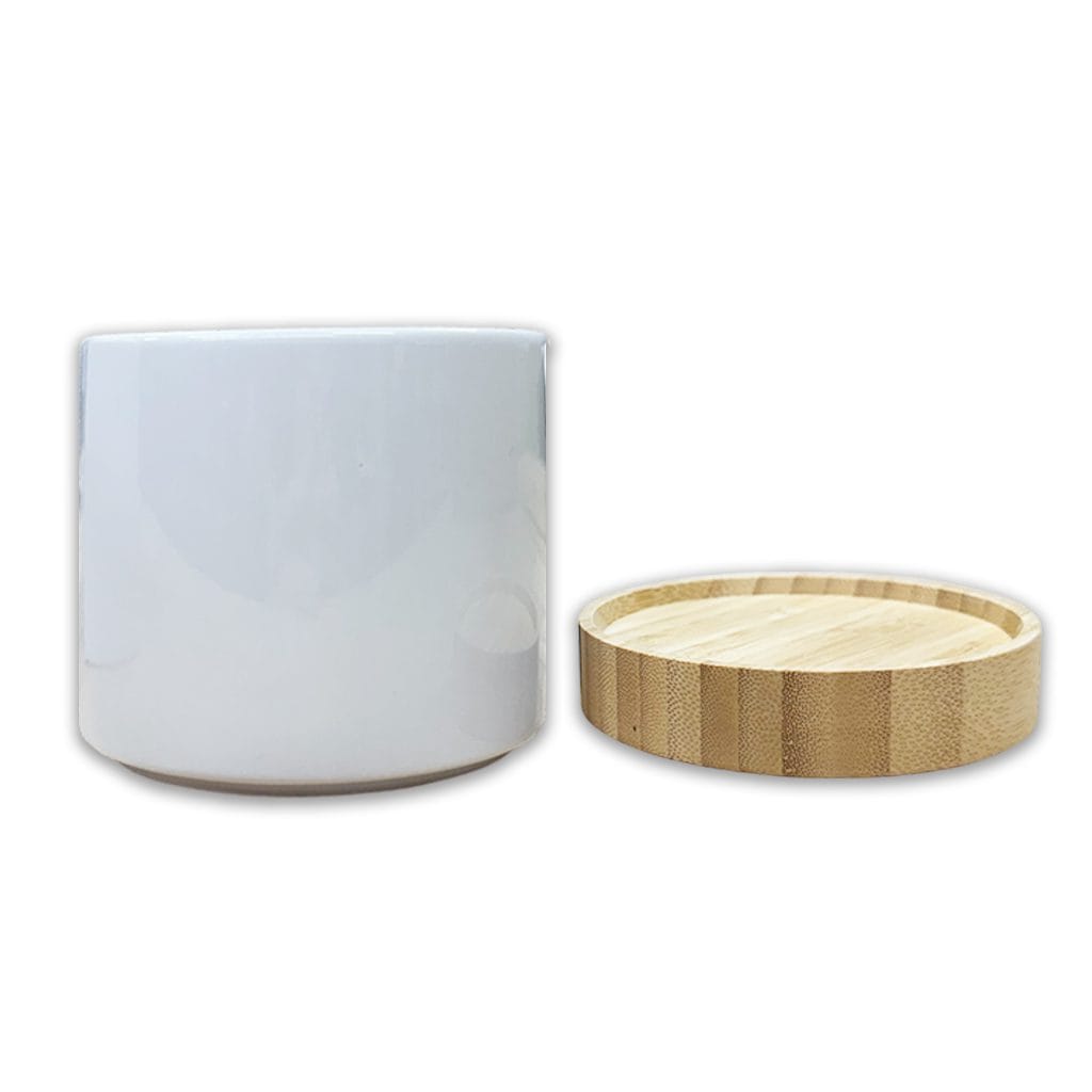 Ceramic Flower Pot Sublimation Blank Pot and Bamboo Saucer