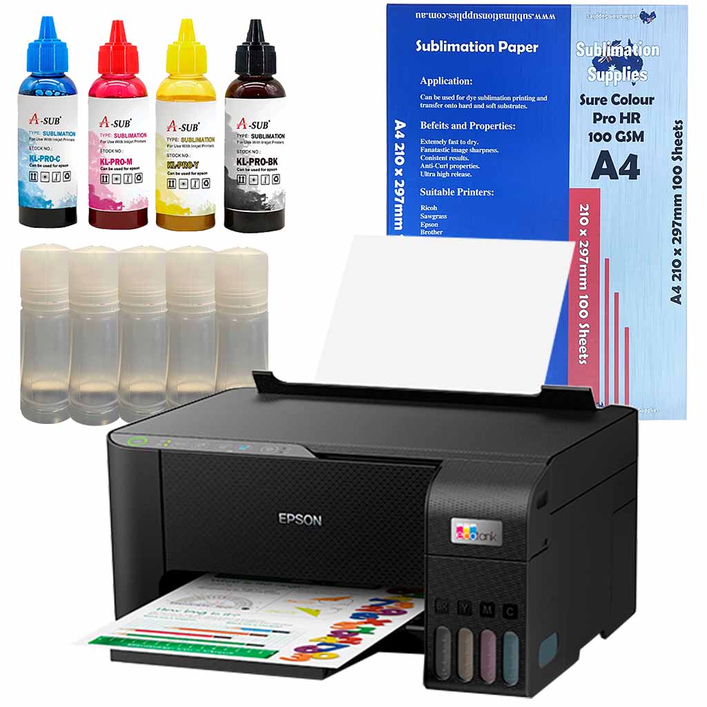 ET1810 Dye Sublimation Printer A Sub Ink Sure Colour Paper Package A4
