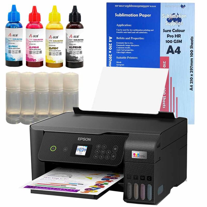 ET2820 Dye Sublimation Printer A Sub Ink Sure Colour Paper Package A4