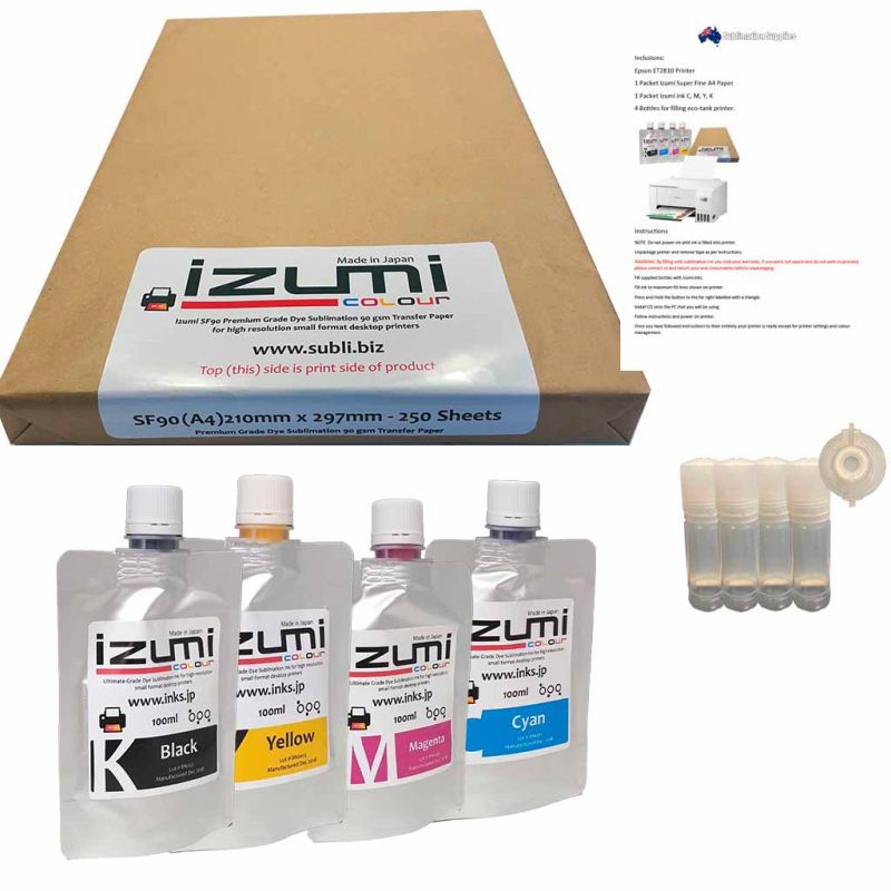 Epson ET2810 Dye Sublimation Printer Conversion Kit Izumi Ink Paper