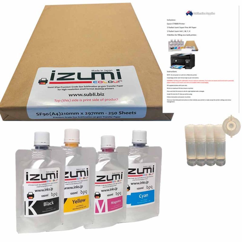 Epson ET4800 Dye Sublimation Printer Conversion Kit Izumi Ink Paper