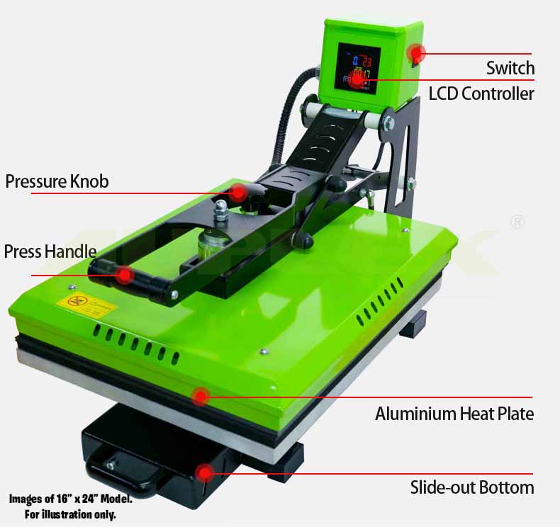 Digital Auto Open Sliding Tray Heat Press 16 x 20 inches 40 x 50 cm