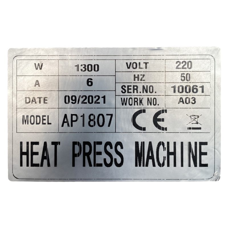 H41807 Digital Rotary Shoe Heat Press Label