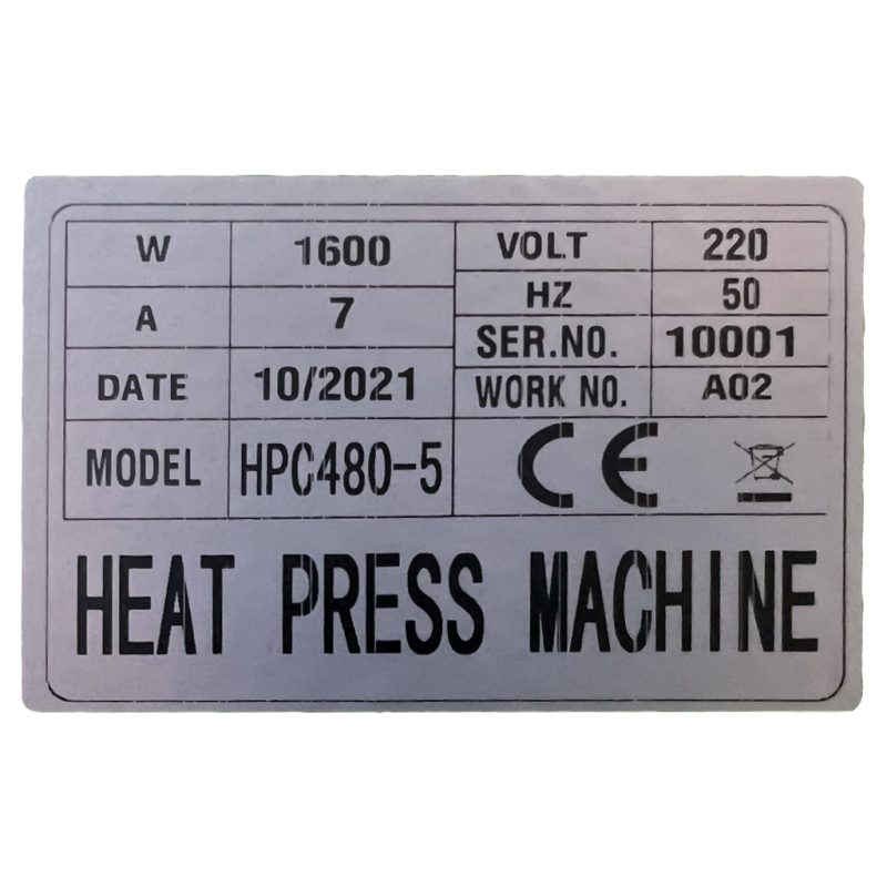 H54805 Combination Digital Clamshell Mug Heat Press 15 x 15 inches 38 x 38 cm Label