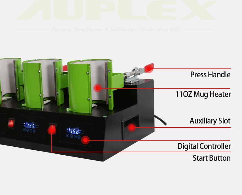 H6M155 Multiple Digital Mug Heat Press 5 Slot Diagram