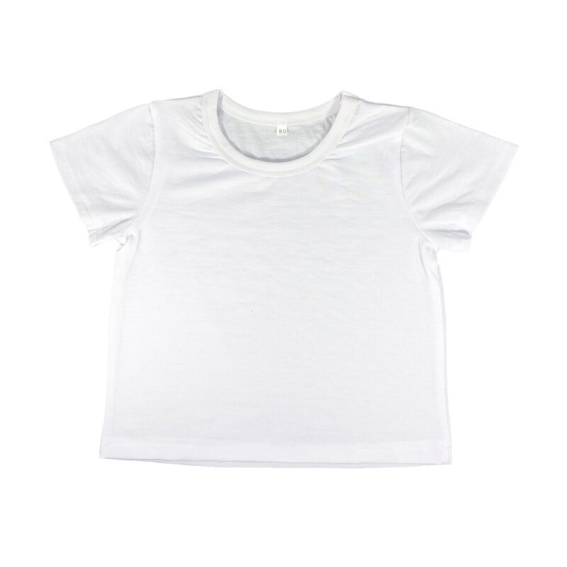 Kids Polyester Tee Shirt White Size 80 Front Sublimation Blank Australia