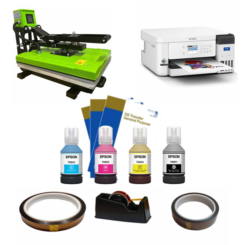 Professional Sublimation Kit with 38 x 38 Sliding Base Heat Press and F160 Printer Package