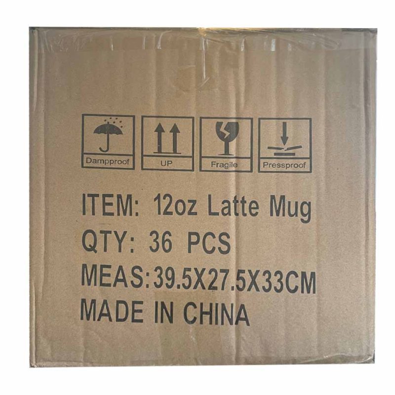 Sublimation 12oz Conical Latte Mug Blank Wholesale Box Carton 36 Bulk