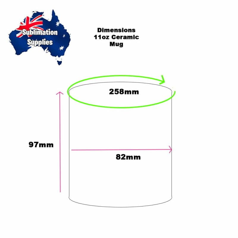 Sublimation Blank 11oz Dimensions Measurements