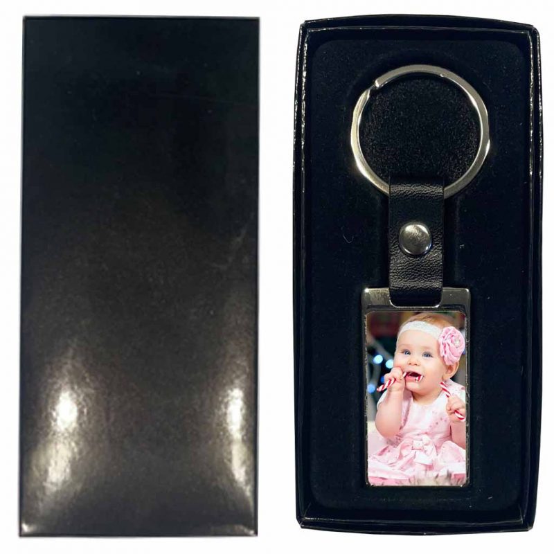 Sublimation Keyring Blank Leather Tag Metal Rectangle Printed