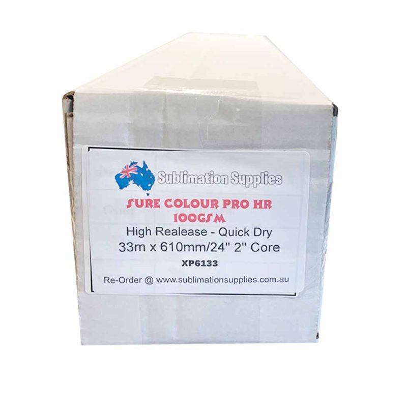 Sure Colour 100GSM Dye Sublimation Paper Roll Front 610mm Box 33m High Release