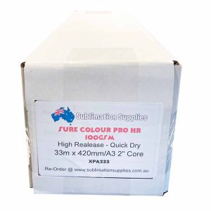 Sure Colour 100GSM Dye Sublimation Paper Roll Front A3 Box 33m High Release