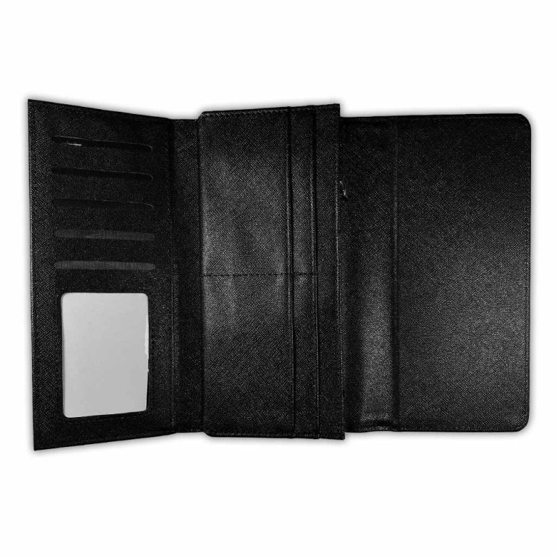 Wallet Purse PU Leather Sublimation Blank Black Inside Open
