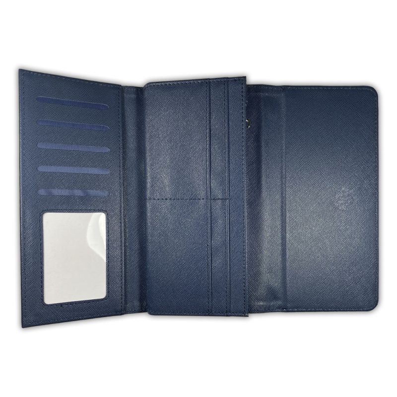 Wallet Purse PU Leather Sublimation Blank Blue Inside Open