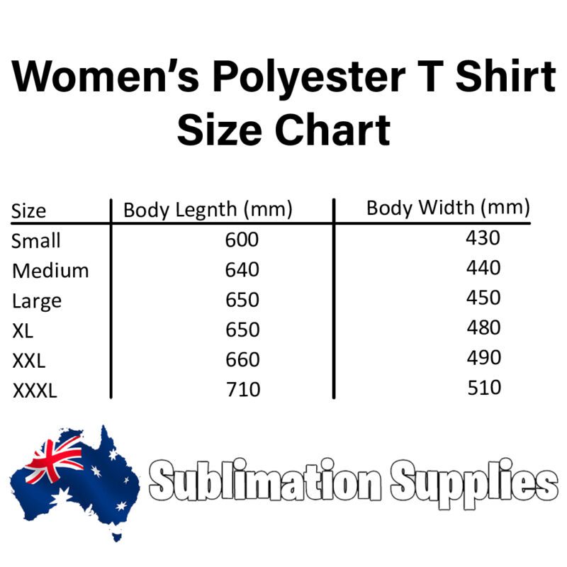 Womens Polyester Sizing Chart C30000